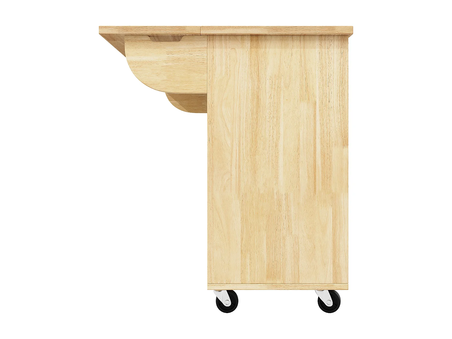 L'îlot de cuisine avec 2 portes et 3 tiroirs, plateau extensible , motif à damier, naturel