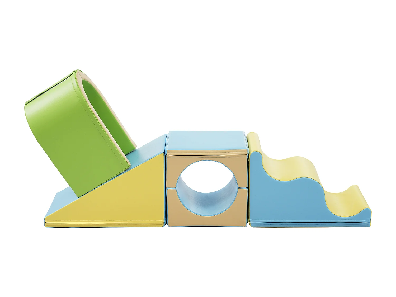Blocs de motricité 6 en 1, arche à ramper, marches ondulées, surface facile à nettoyer, PU jaune