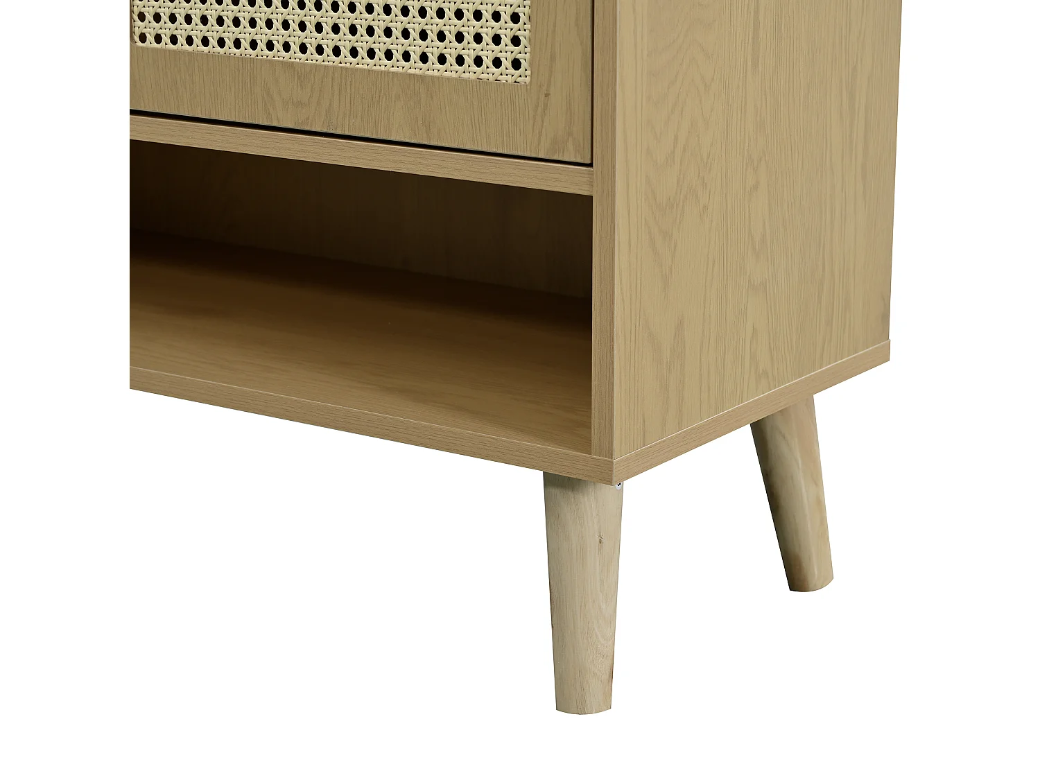 Schoenenkast 80x35x105 cm, grote opbergruimte, push to open, afgeronde hoeken, spaanplaat, licht eiken