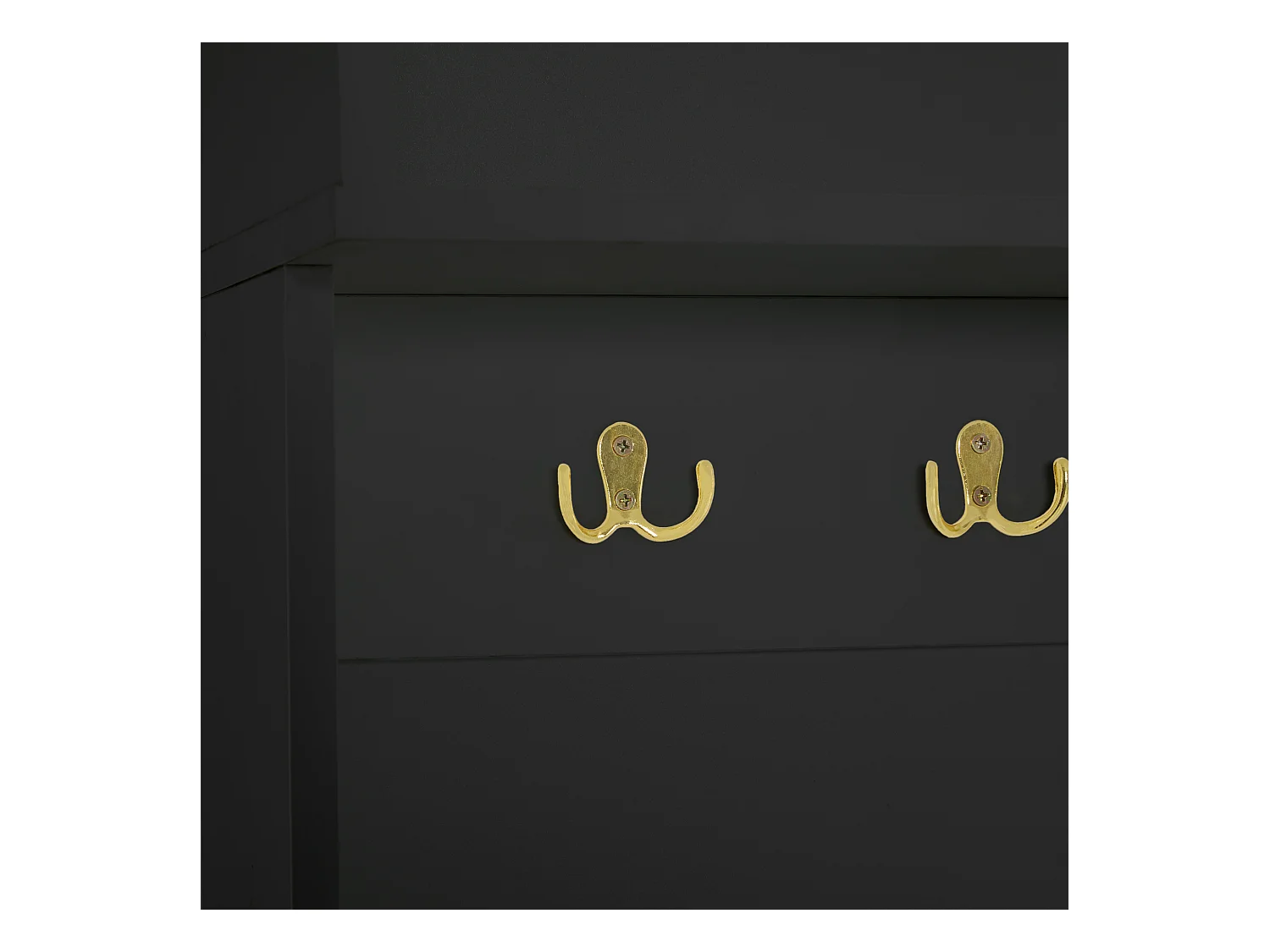 Entreemeubelset 120x40x191,5 met bank en haken, spaanplaat in zwart, voor woonkamer en hal