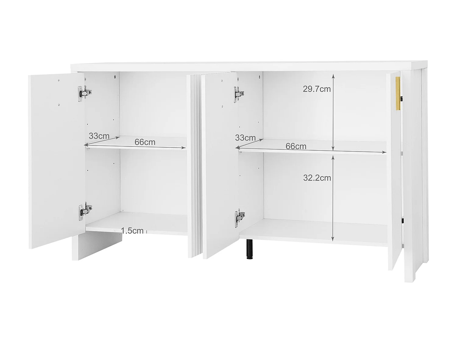 Buffetkast 140x38x80 cm, flexibele opbergruimte, verstelbare planken, kwaliteitsbeslag, spaanplaat, wit