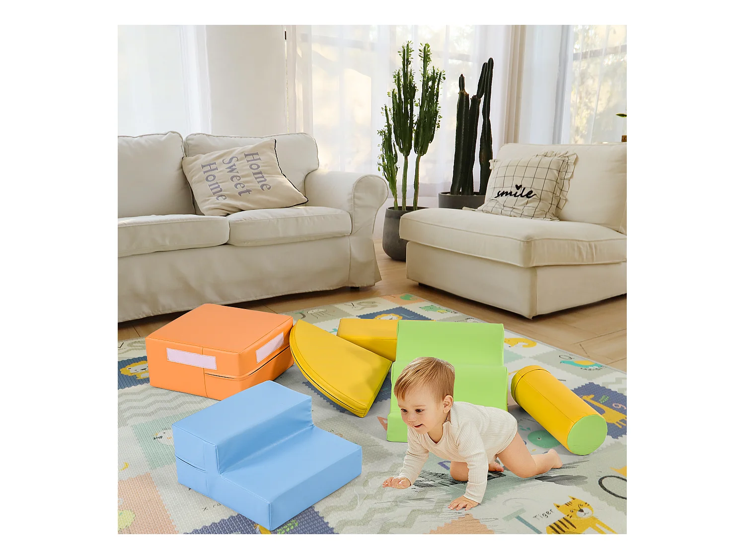 Blocs de mousse 100x80x20cm Lot de 6 Escalier Toboggan Blocs de Construction Matériel  PU Différentes couleurs