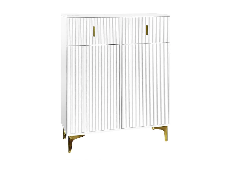 Dressoir 83x35x101 cm met verstelbare planken en lades van spaanplaat in wit voor woonkamer/eetkamer