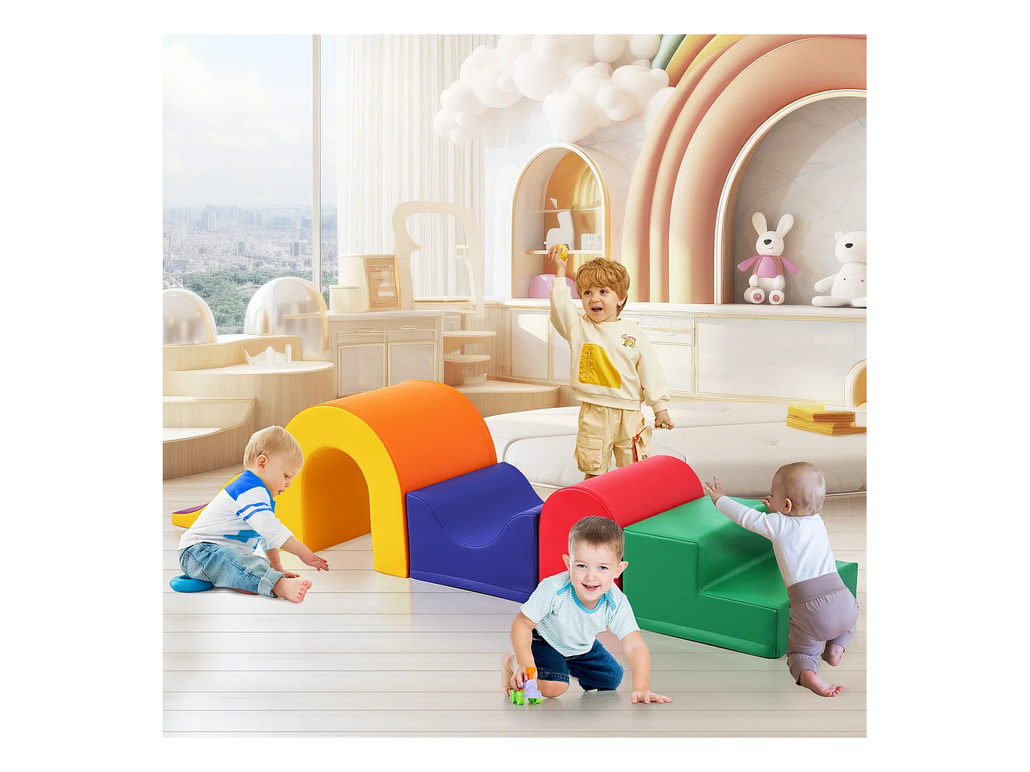 Blocs de mousse 40x35x38cm 5 Pièces Blocs de Construction Fixation Velcro Zip Cachée Matériel PU couleur