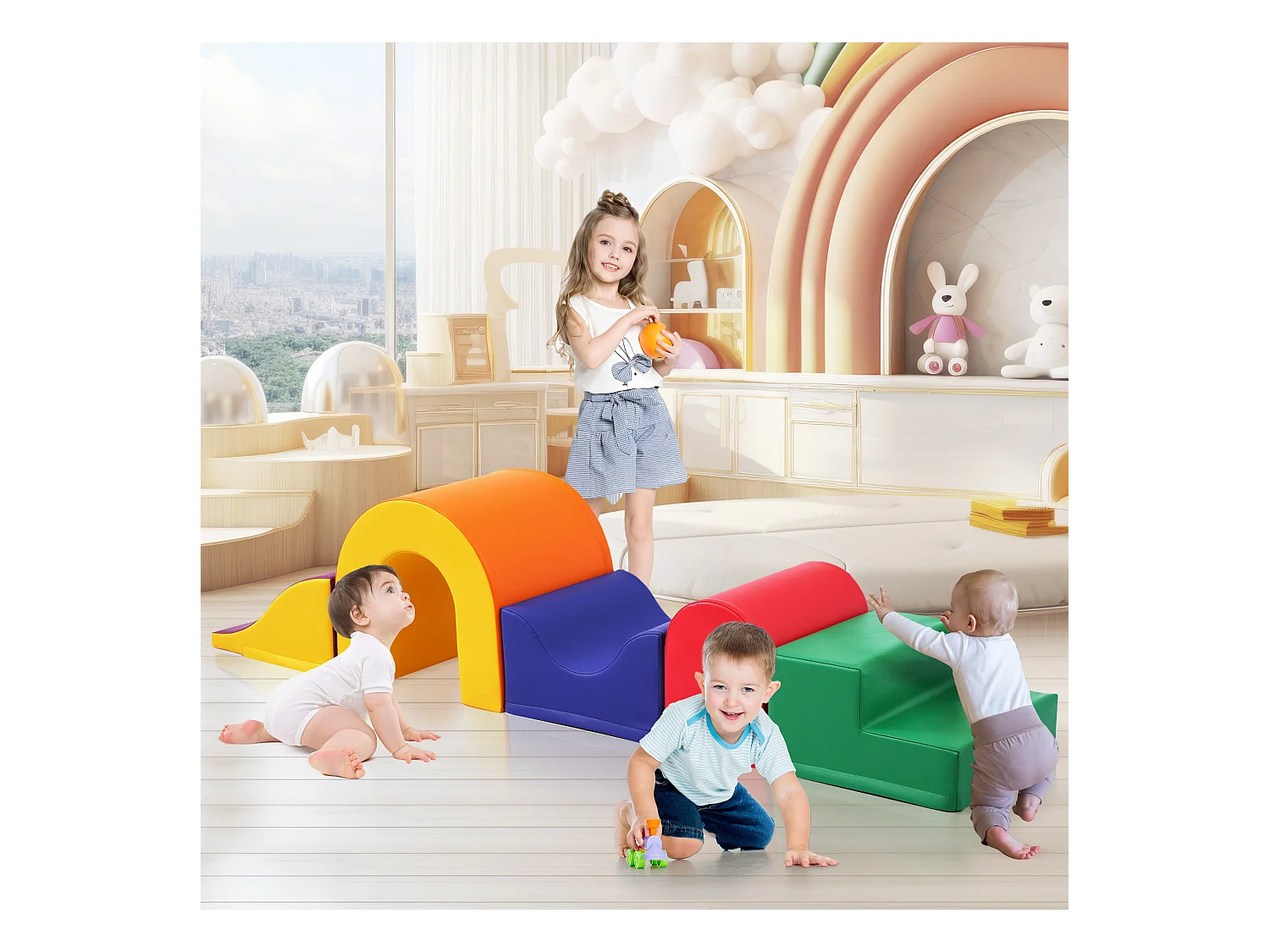 Blocs de mousse 40x35x38cm 5 Pièces Blocs de Construction Fixation Velcro Zip Cachée Matériel PU couleur