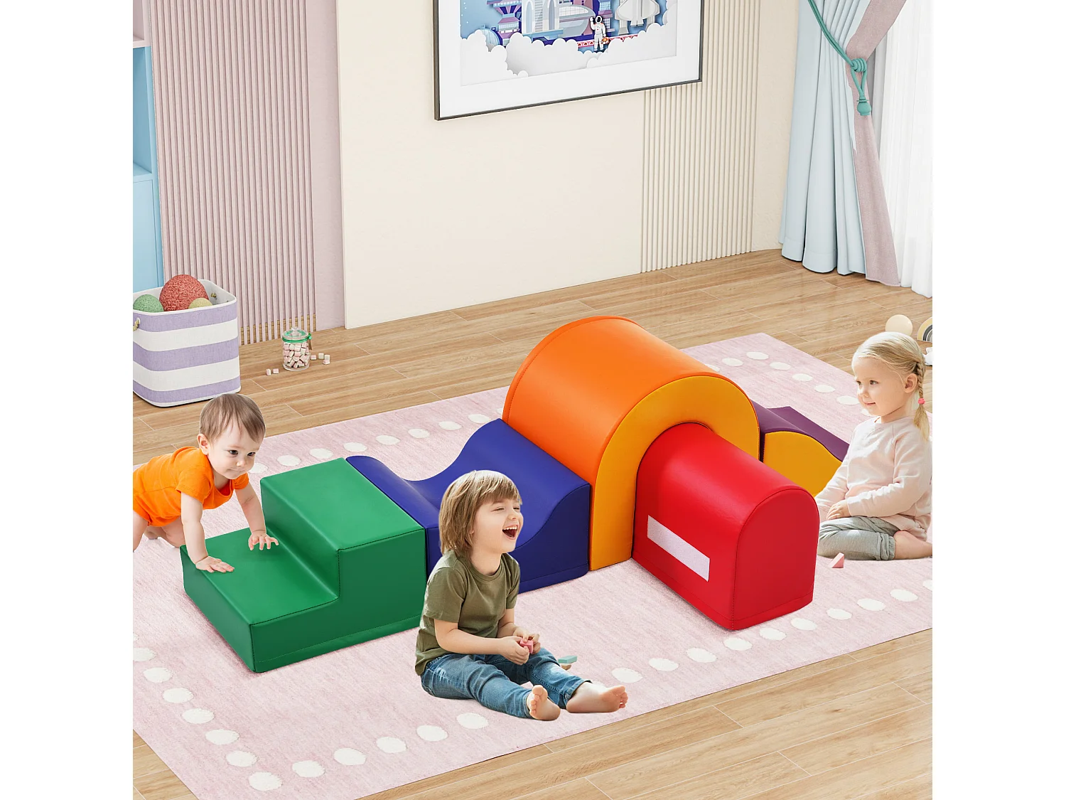 Blocs de mousse 40x35x38cm 5 Pièces Blocs de Construction Fixation Velcro Zip Cachée Matériel PU couleur