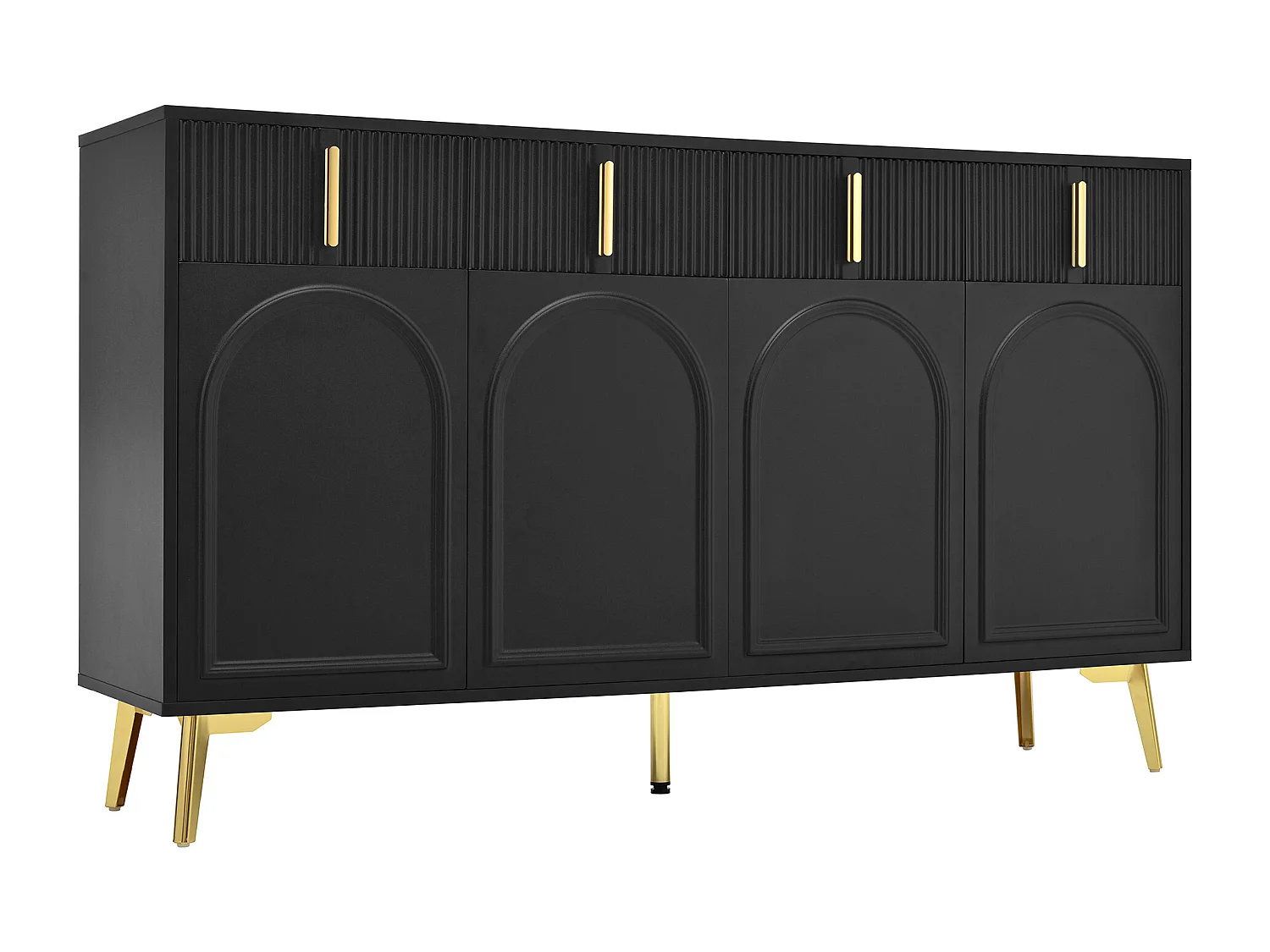 Buffet 140x38x82 cm avec tiroirs et séparateurs réglables Matériau MDF en noir pour salon et cuisine