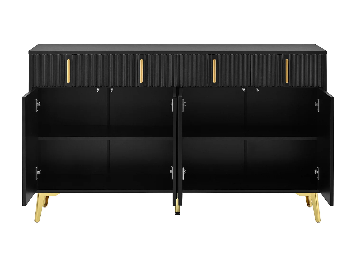 Buffet 140x38x82 cm avec tiroirs et séparateurs réglables Matériau MDF en noir pour salon et cuisine