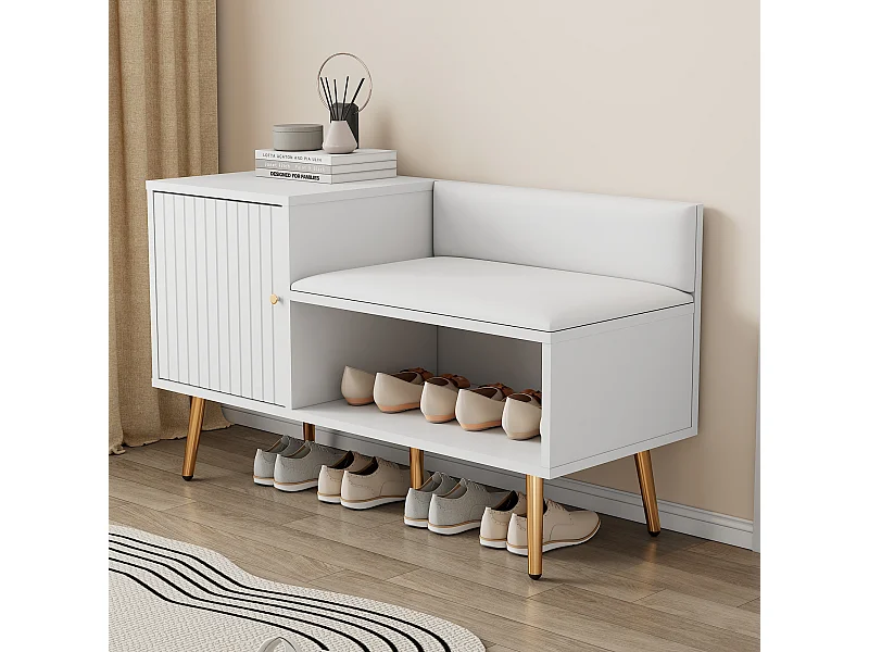 Schoenenkast 100x38x58 cm met vakken, spaanplaat in wit, voor woonkamer