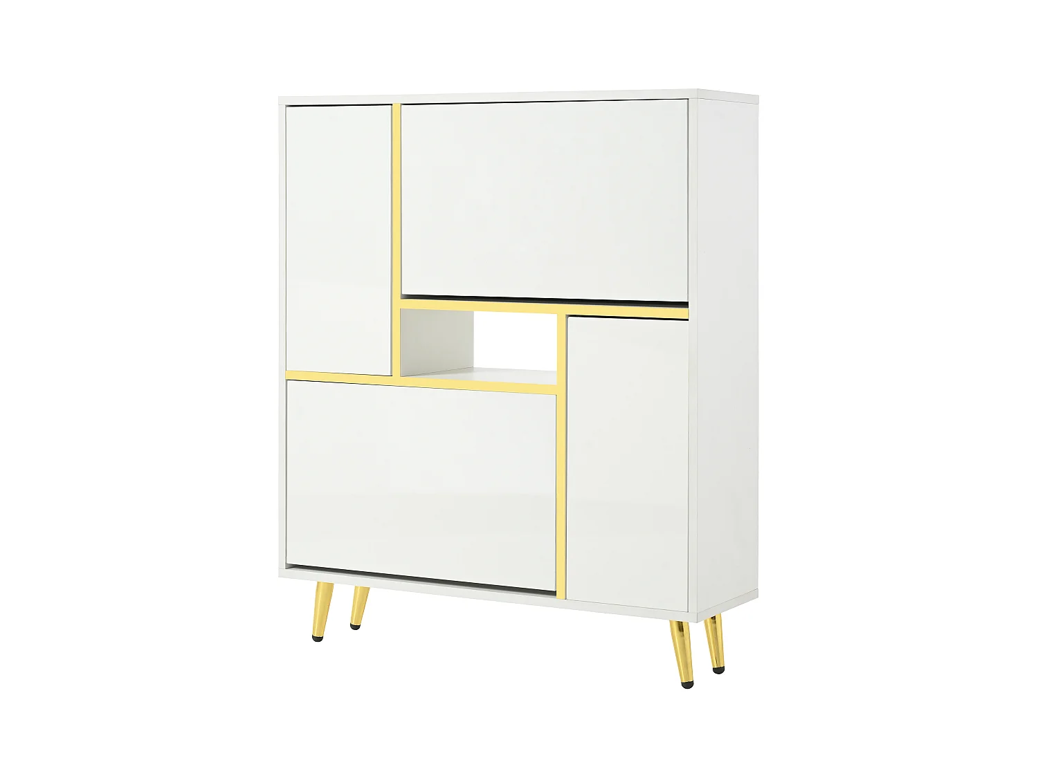 Schoenenkast 80x25x96 cm met verstelbare verdelers en witte LED-lichtstrip voor de woonkamer