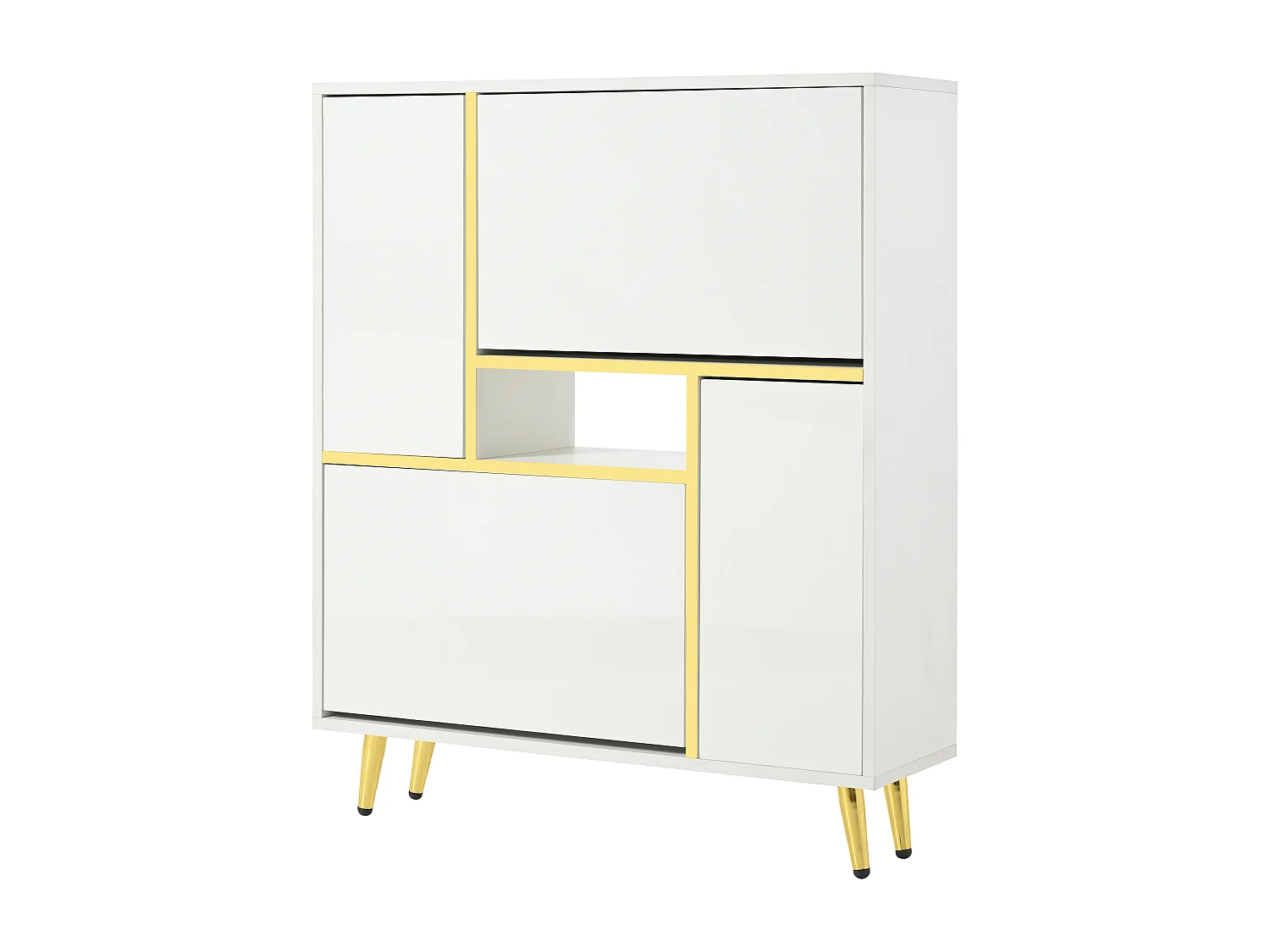 Meuble à chaussures 80x25x96 cm avec cloisons réglables et bande lumineuse LED en blanc pour salon