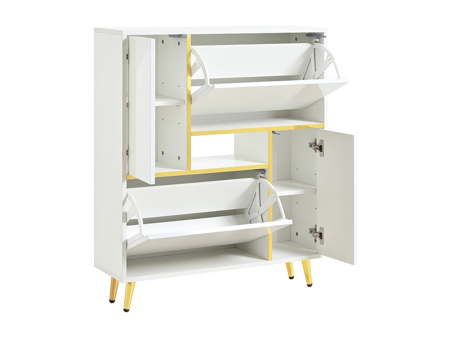 Meuble à chaussures 80x25x96 cm avec cloisons réglables et bande lumineuse LED en blanc pour salon