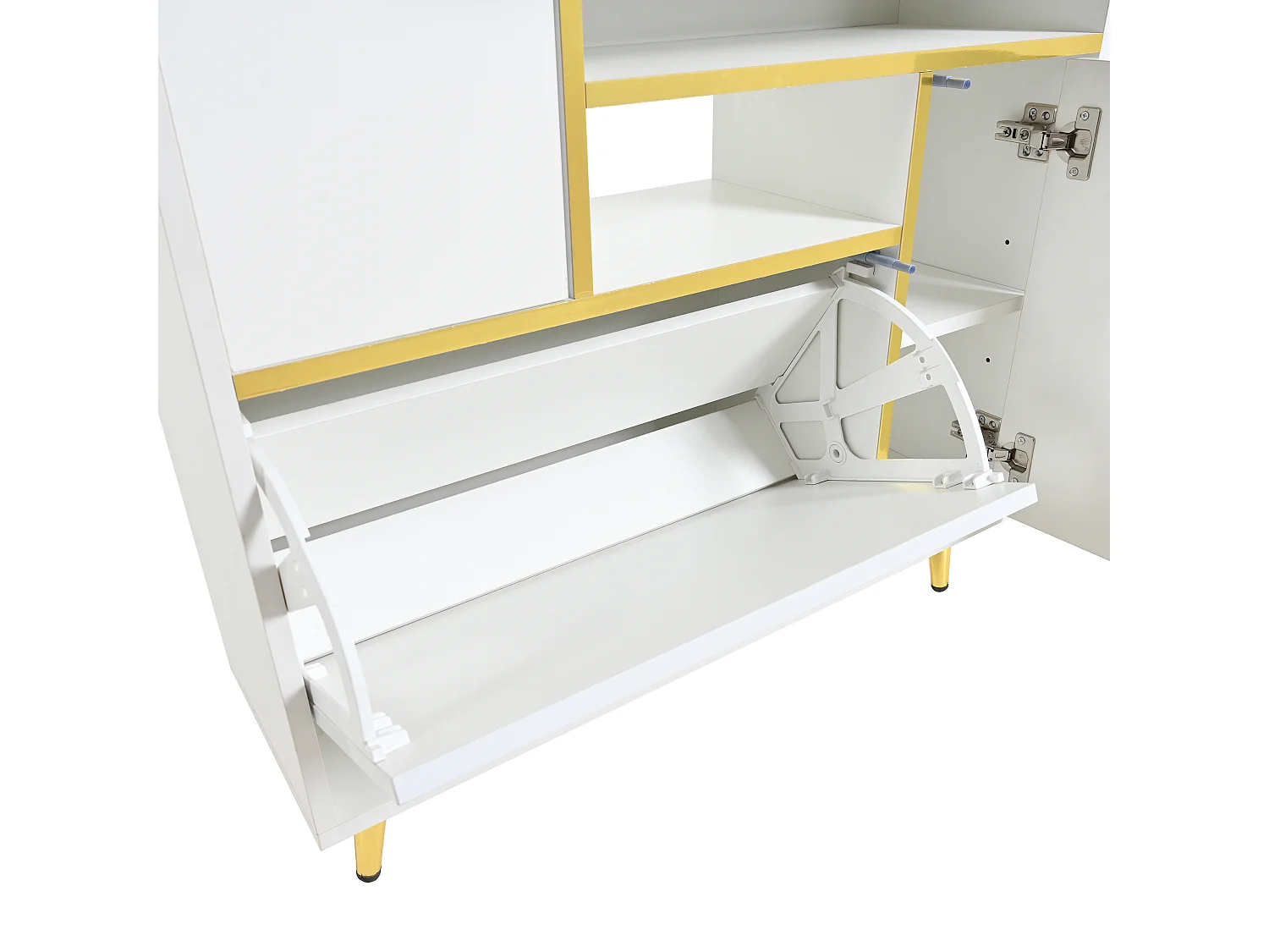 Meuble à chaussures 80x25x96 cm avec cloisons réglables et bande lumineuse LED en blanc pour salon