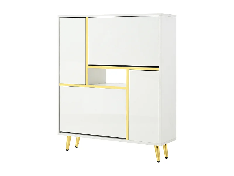 Schoenenkast 80x25x96 cm met verstelbare verdelers en witte LED-lichtstrip voor de woonkamer