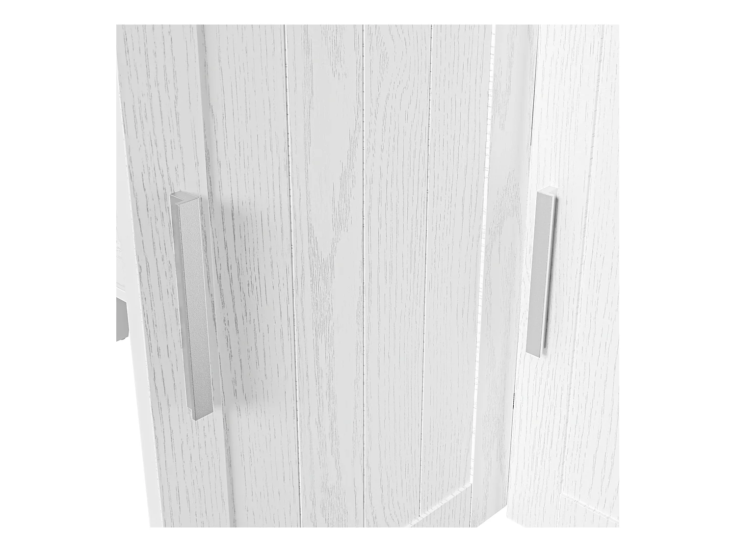 Buffet 114.5x40x190 cm avec tiroirs et compartiments ouverts panneaux de particules Blanc et couleurs naturelles pour salon