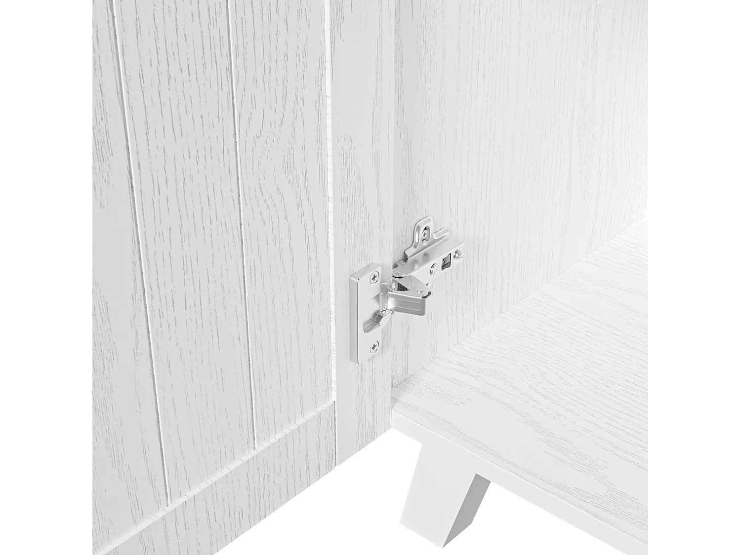 Dressoir 114,5x40x190 cm met lades en open vakken, spaanplaat, wit en natuurlijke kleuren, voor woonkamer