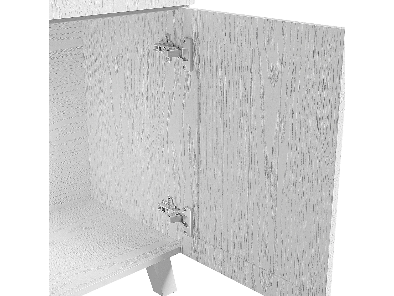 Dressoir 114,5x40x190 cm met lades en open vakken, spaanplaat, wit en natuurlijke kleuren, voor woonkamer