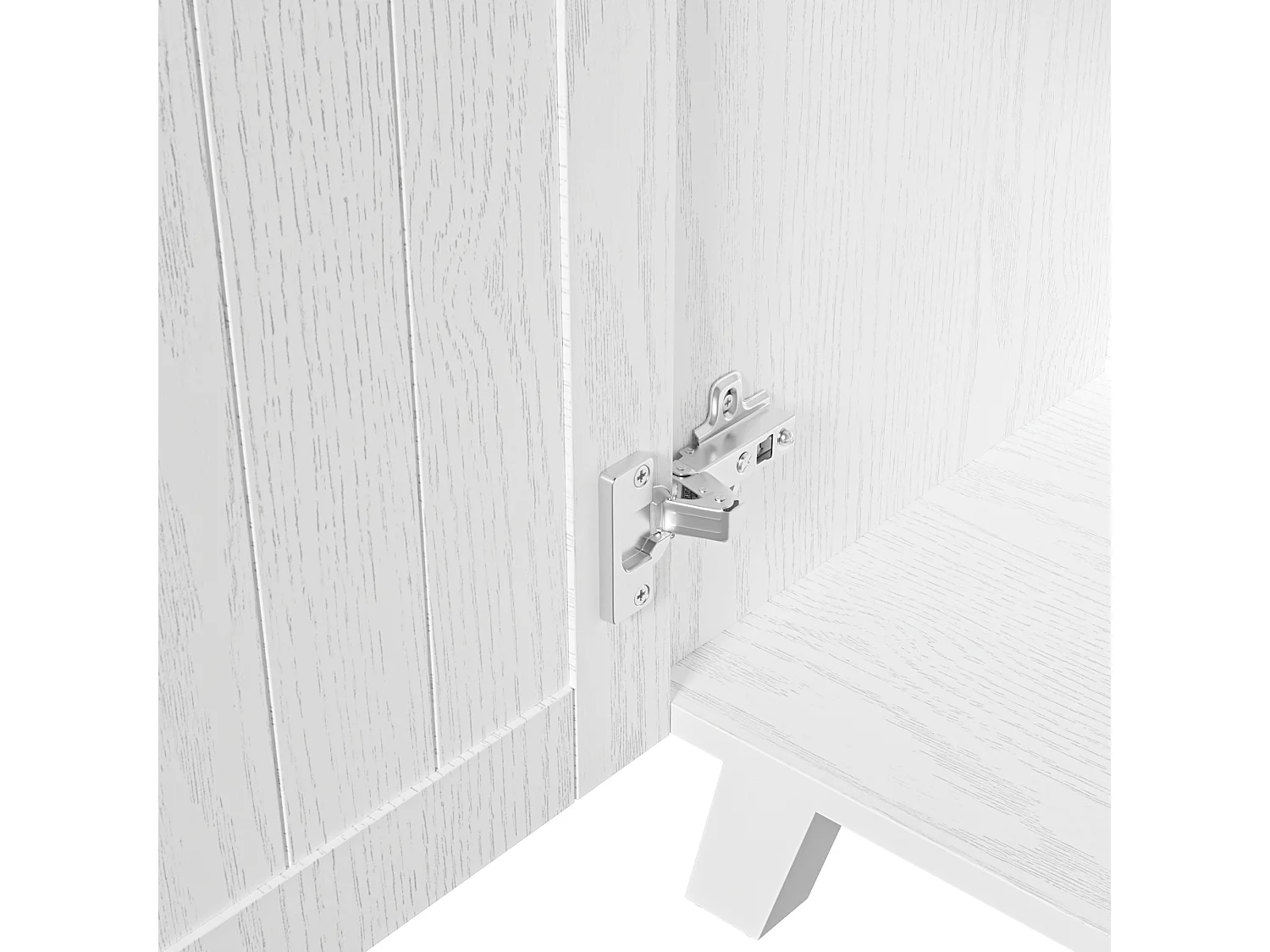 Hoge buffetkast 114x40x190 cm, grote opbergruimte, glazen deuren, soft close scharnieren, spaanplaat, wit en bruin