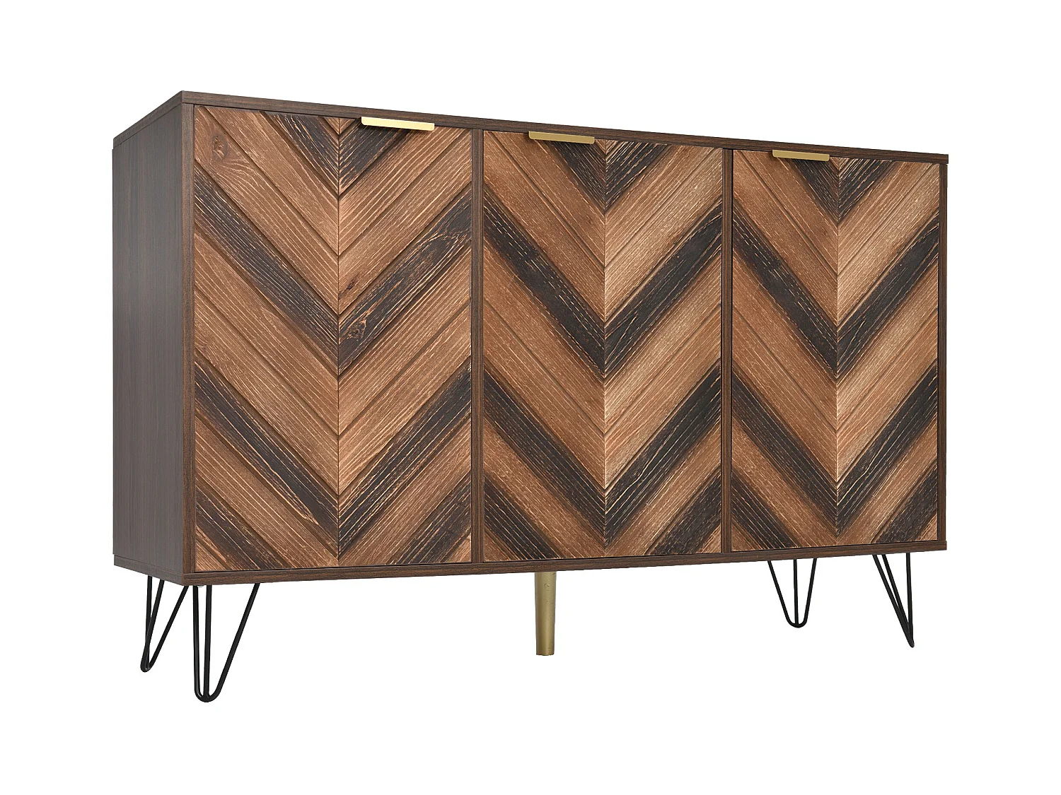 Buffet avec 3 portes 120x38x76.5 cm avec stratifié et petites armoires Matériau en panneaux de particules Couleur naturelle pour cuisine