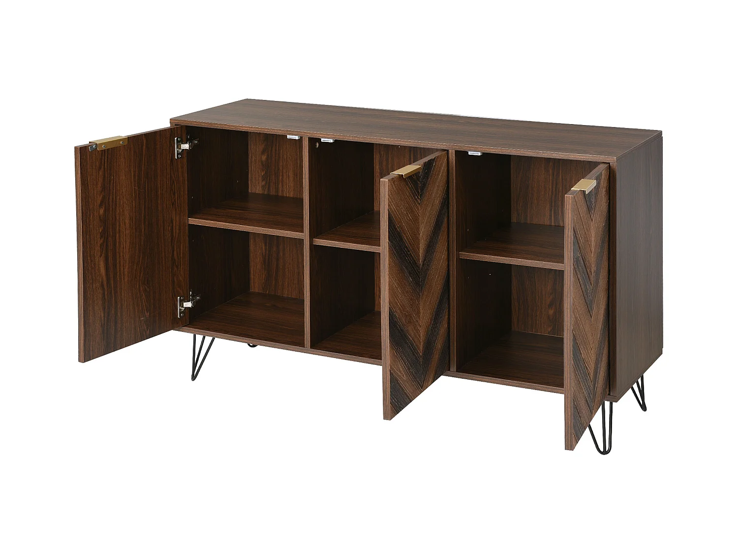 Buffet avec 3 portes 120x38x76.5 cm avec stratifié et petites armoires Matériau en panneaux de particules Couleur naturelle pour cuisine