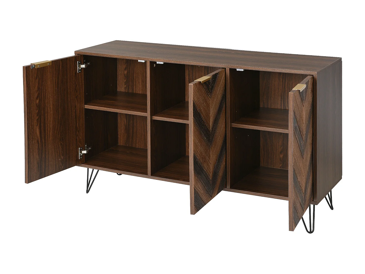 Buffet avec 3 portes 120x38x76.5 cm avec stratifié et petites armoires Matériau en panneaux de particules Couleur naturelle pour cuisine