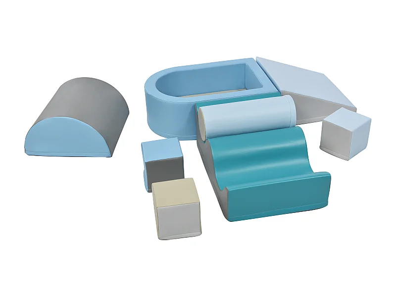 Jeu de 9 blocs de motricité, multifonction, facile à nettoyer, PU bleu