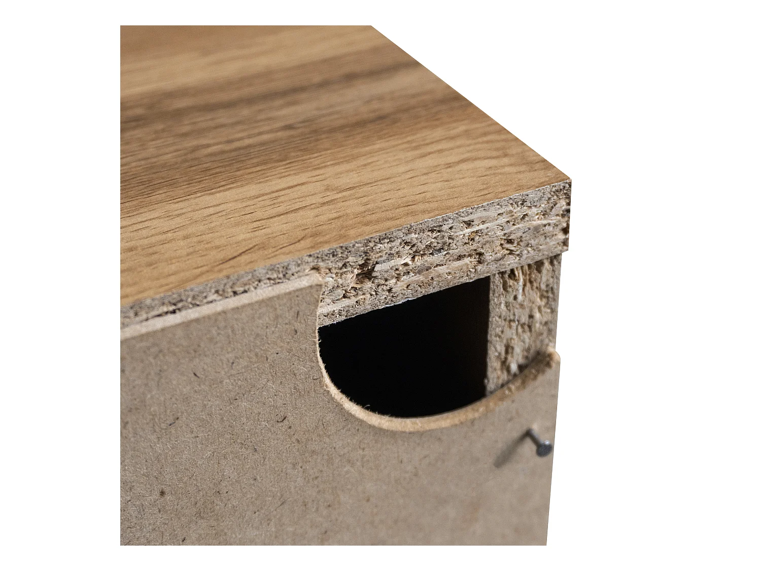 Buffet 160.5x35.5x78 cm avec cloisons réglables panneaux de particules en Couleur naturelle pour salon et cuisine