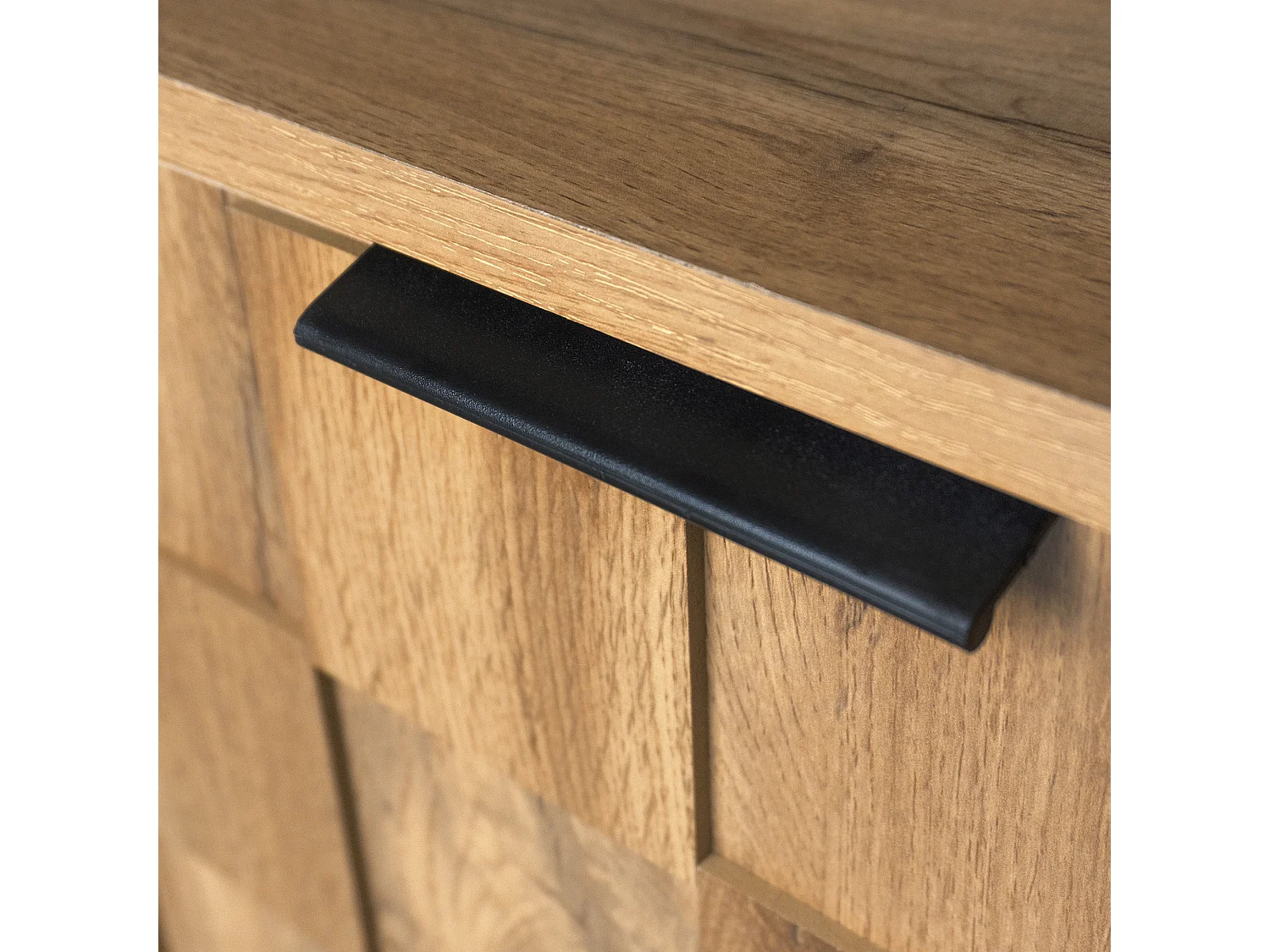 Buffet 160.5x35.5x78 cm avec cloisons réglables panneaux de particules en Couleur naturelle pour salon et cuisine