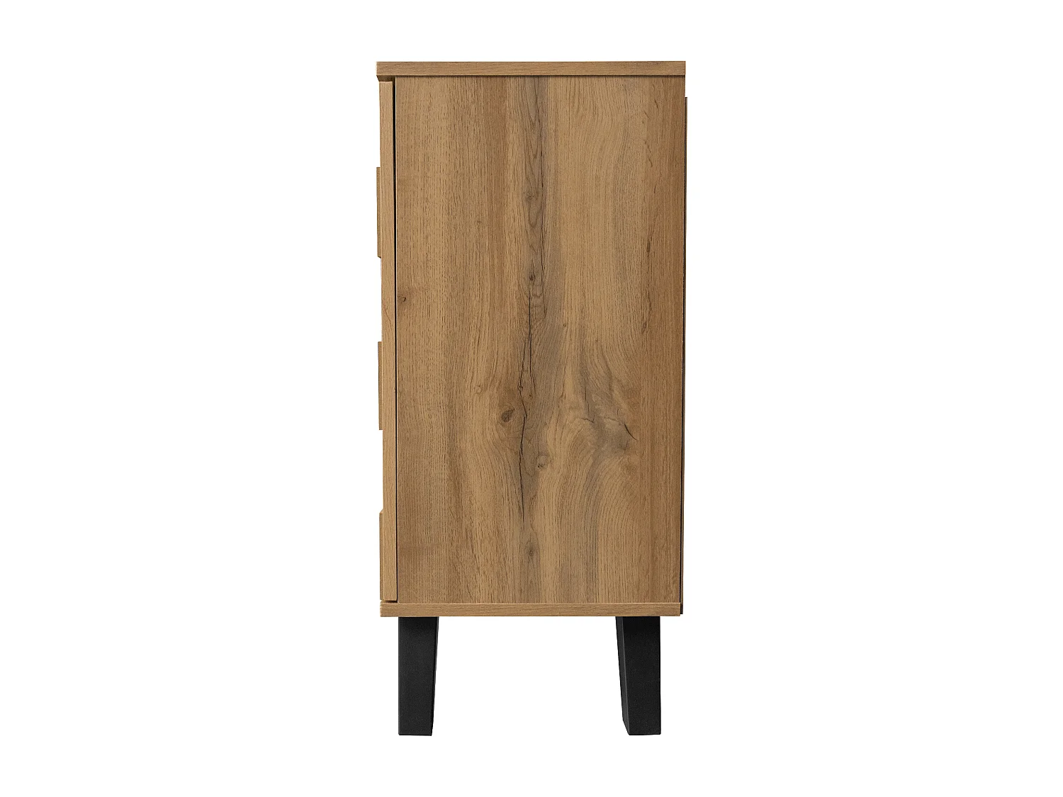 Buffet 160.5x35.5x78 cm, 4 portes, étagères réglables, motif géométrique, panneau de particules, coloris bois