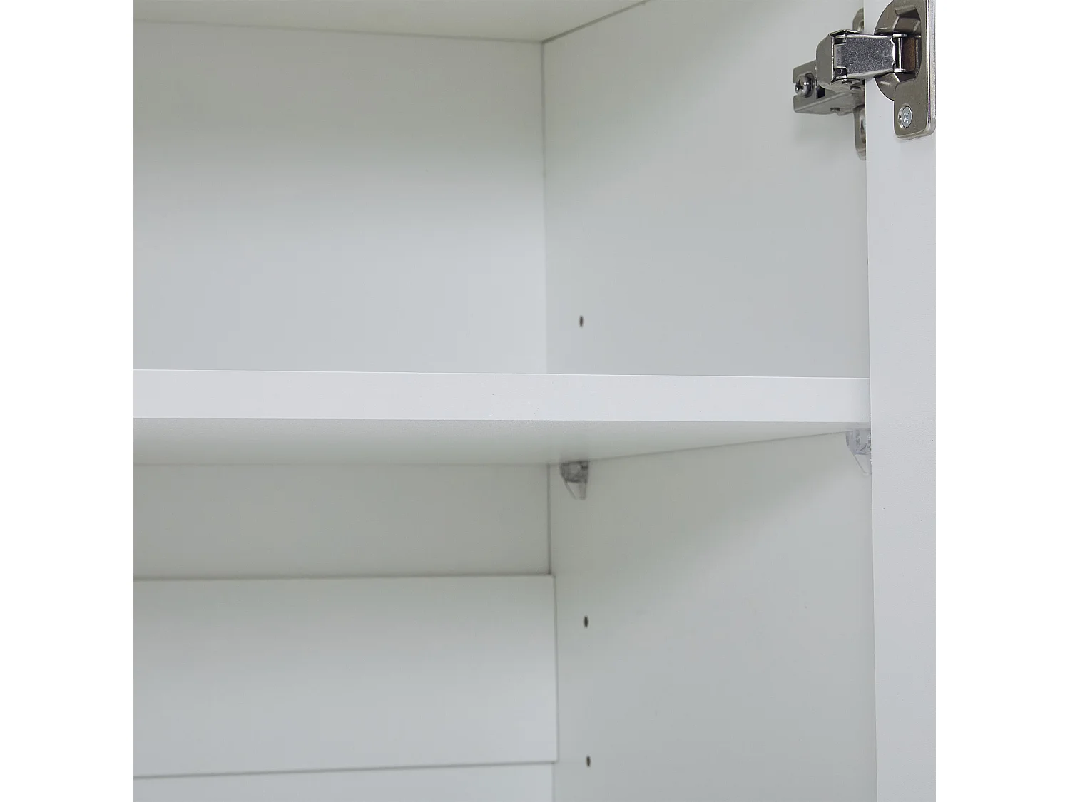 Meuble à chaussures 130x37x100 cm avec deux tiroirs et quatre portes d'armoire panneaux de particules en blanc pour salon