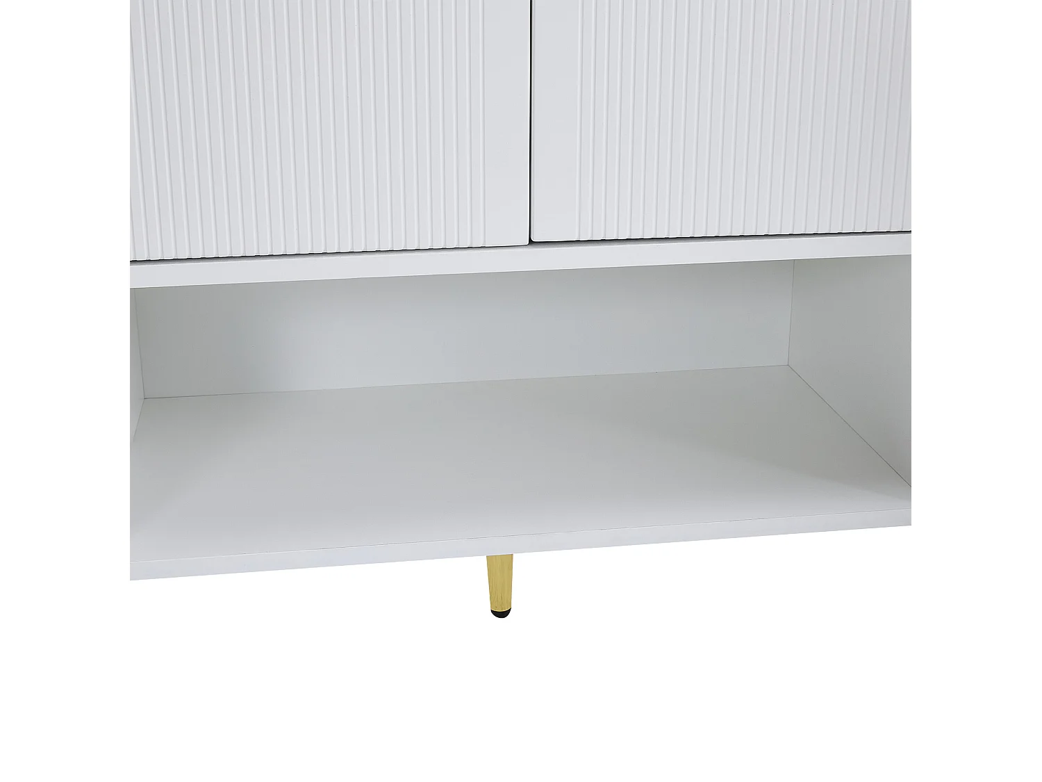 Meuble à chaussures 130x37x100 cm avec deux tiroirs et quatre portes d'armoire panneaux de particules en blanc pour salon