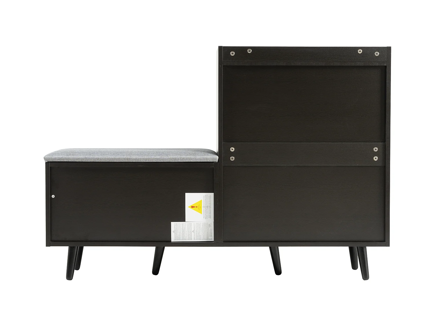 Meuble à chaussures 120x34x82.8 cm avec quatre portes de rangement panneaux de particules en noir pour salon