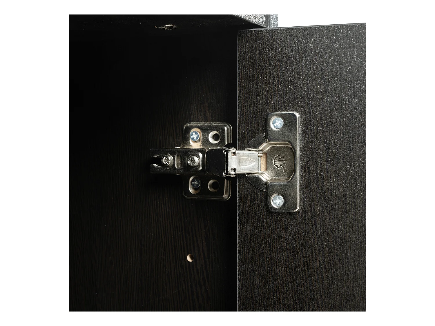 Meuble à chaussures 120x34x82.8 cm avec quatre portes de rangement panneaux de particules en noir pour salon