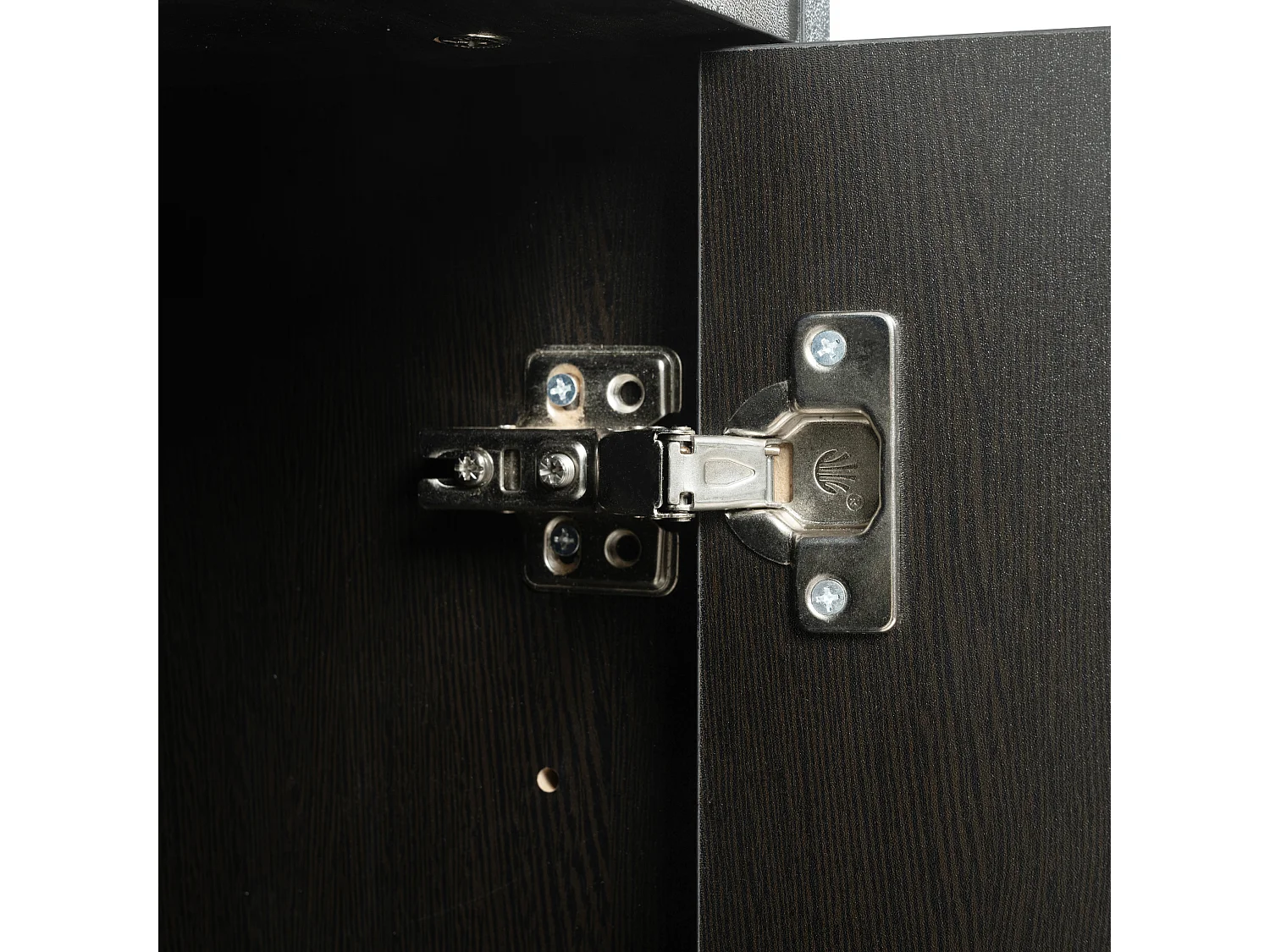 Meuble à chaussures 120x34x82.8 cm avec quatre portes de rangement panneaux de particules en noir pour salon