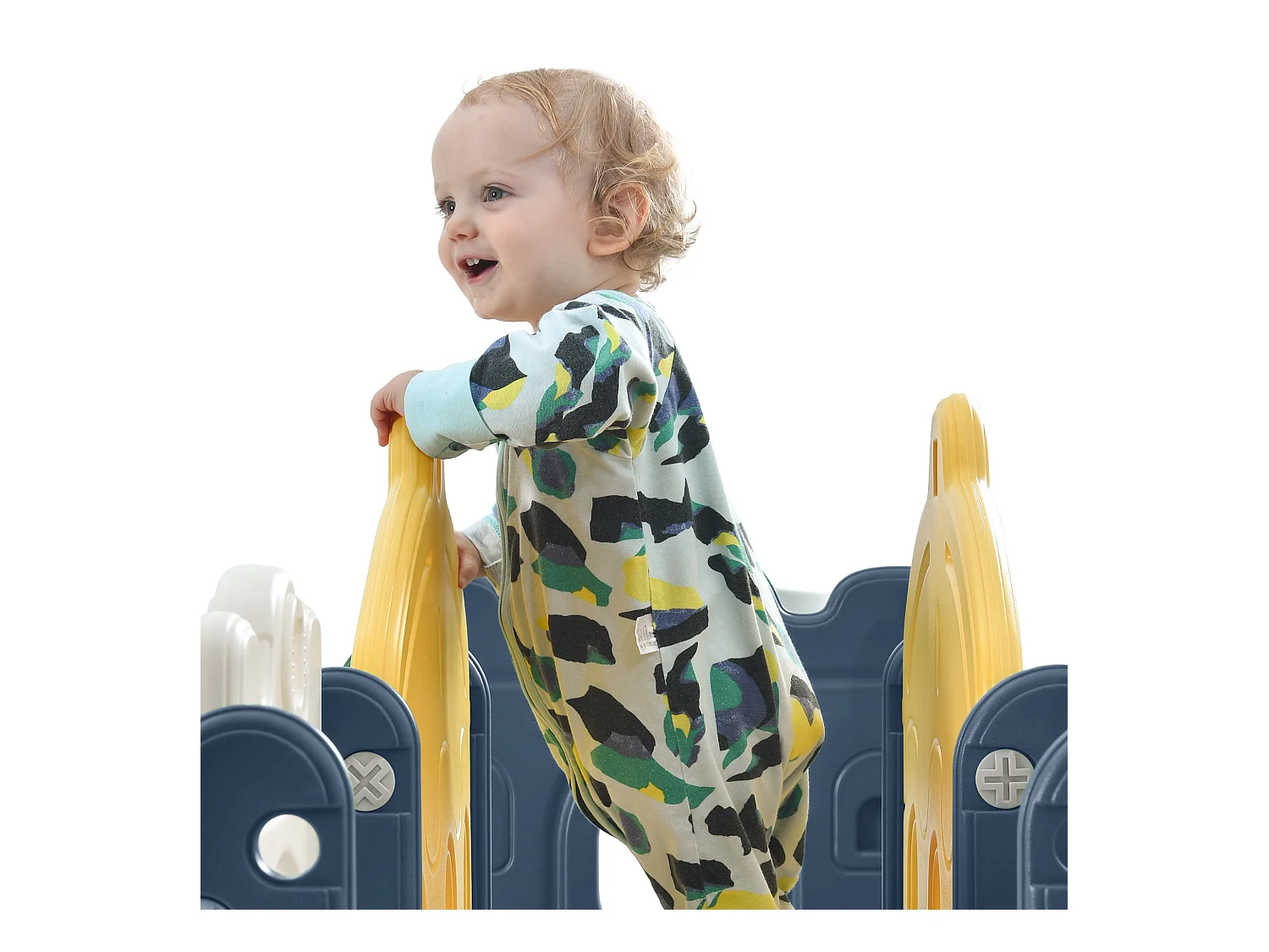 Jouet d'escalade 190x151x106cm 6 en 1 Toboggan pour Enfants Panier Basketball Échelle Tour Château Rangement Sans Balles PEHD Bleu