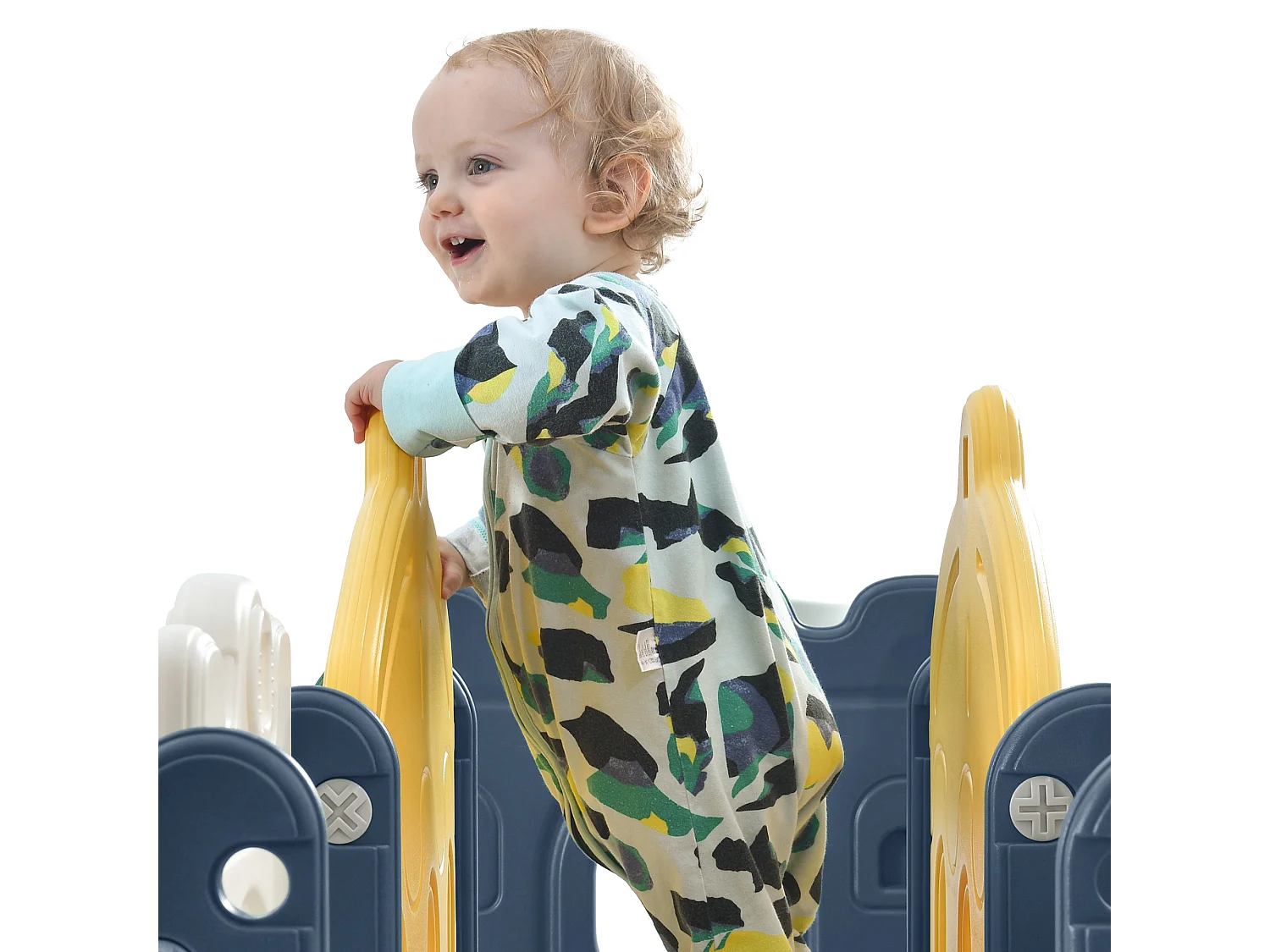 Jouet d'escalade 190x151x106cm 6 en 1 Toboggan pour Enfants Panier Basketball Échelle Tour Château Rangement Sans Balles PEHD Bleu