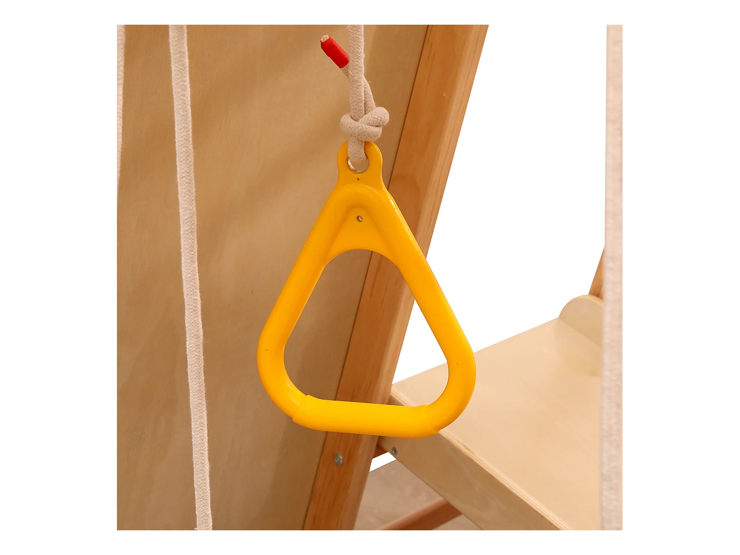 7-in-1 kinderglijbaan 134x120x120 cm met klimstructuur en schommel, natuurlijke houtkleur, voor woonkamer