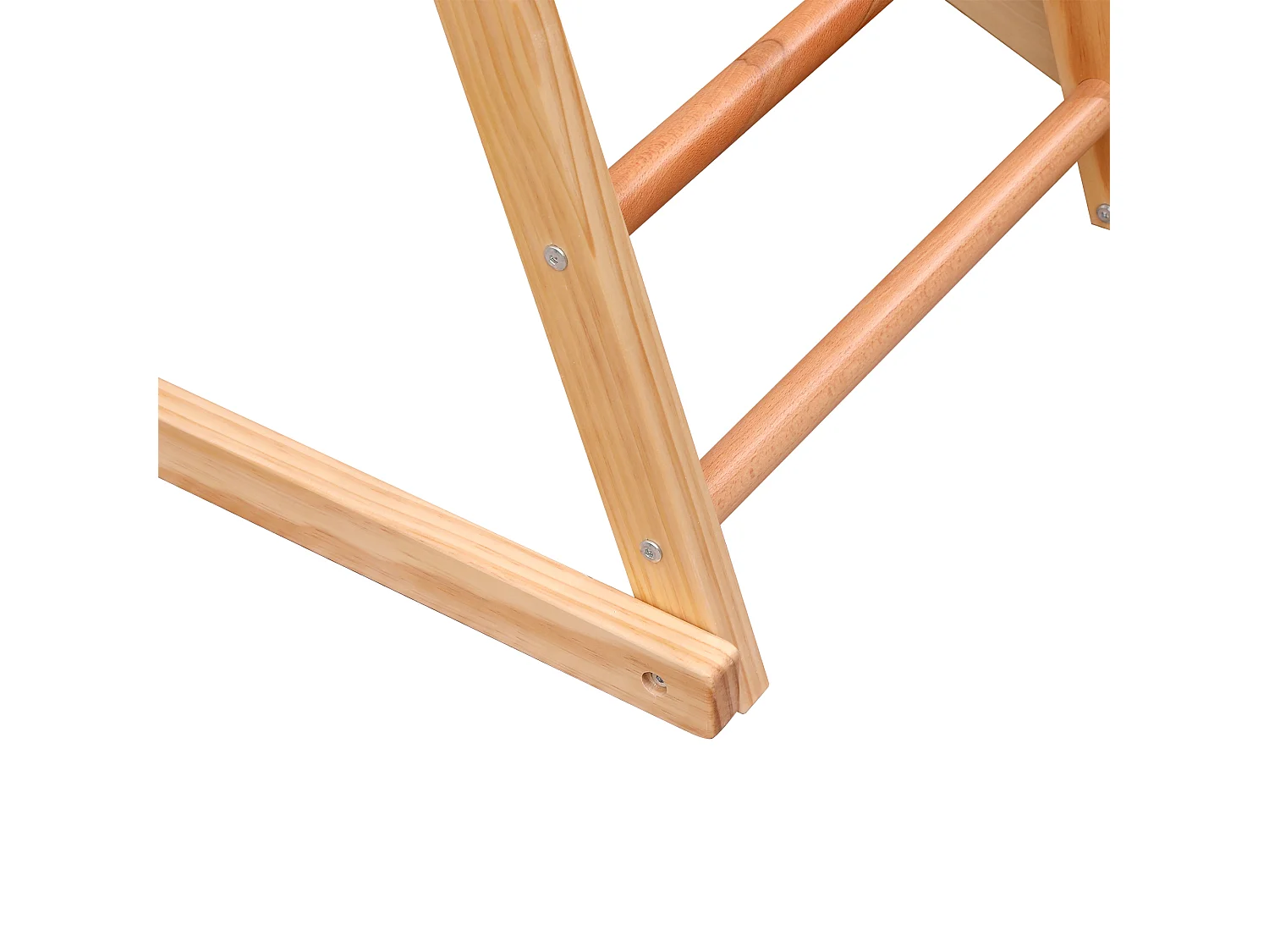 Triangle d'escalade 7 en 1 134x120x120 cm, avec balançoire, anneaux, échelle, filet, toboggan, structure en bois, naturel