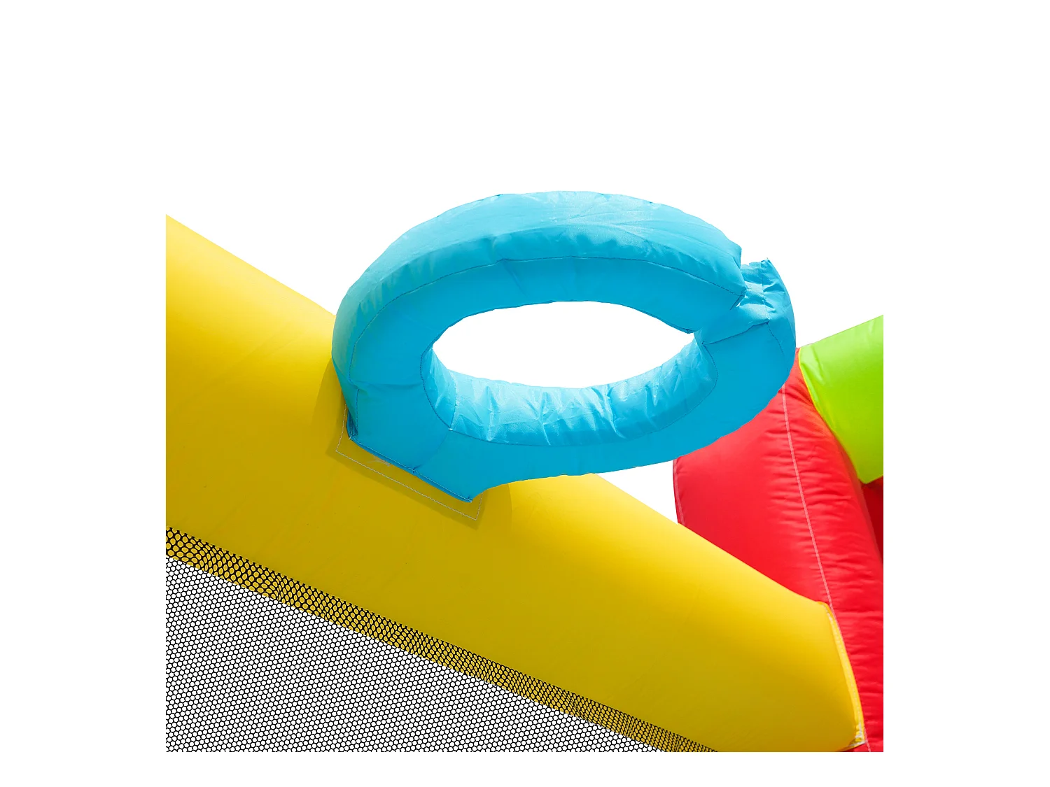 Château gonflable 410x315x203cm Ventilateur 450w Toboggan Aquatique Mur de Lancers Panier Basketball Trampoline Tissu Oxford Bleu