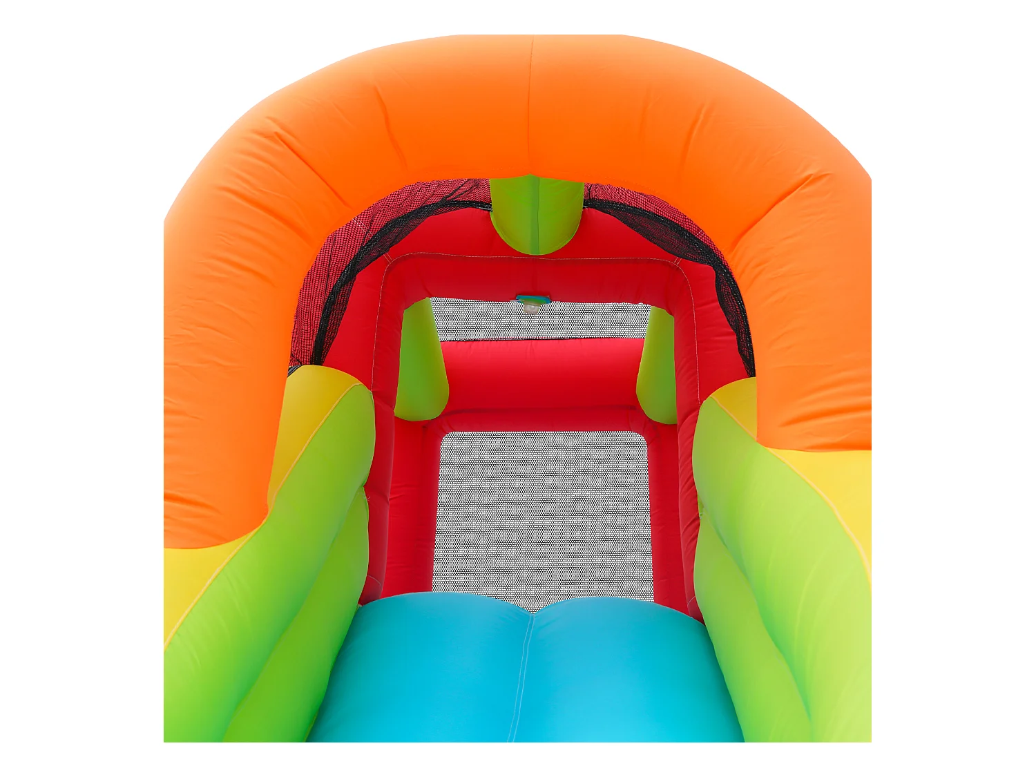 Château gonflable 410x315x203cm Ventilateur 450w Toboggan Aquatique Mur de Lancers Panier Basketball Trampoline Tissu Oxford Bleu