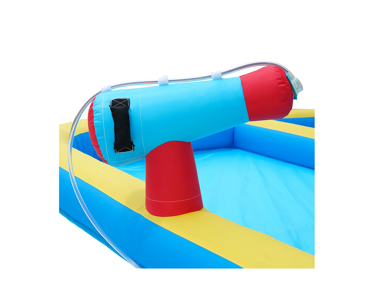 Château gonflable 410x315x203cm Ventilateur 450w Toboggan Aquatique Mur de Lancers Panier Basketball Trampoline Tissu Oxford Bleu