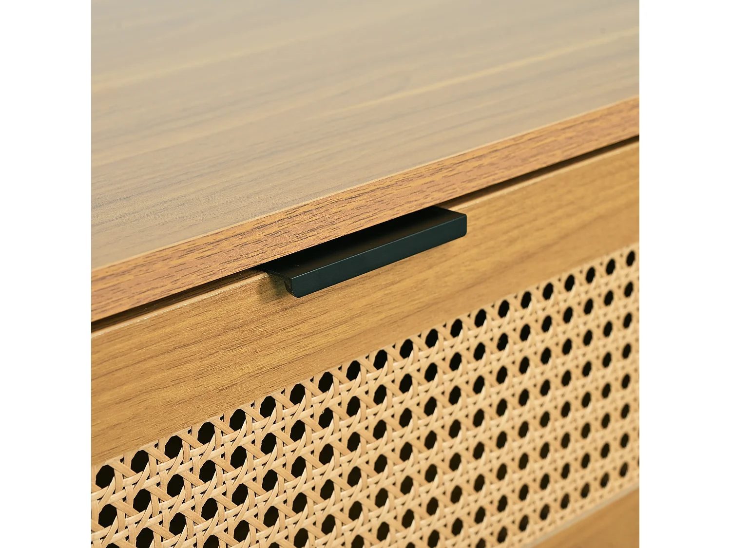 Commode 3 tiroirs 120x40x76.5 cm avec six tiroirs panneau de particules Couleur naturelle pour salon et chambre