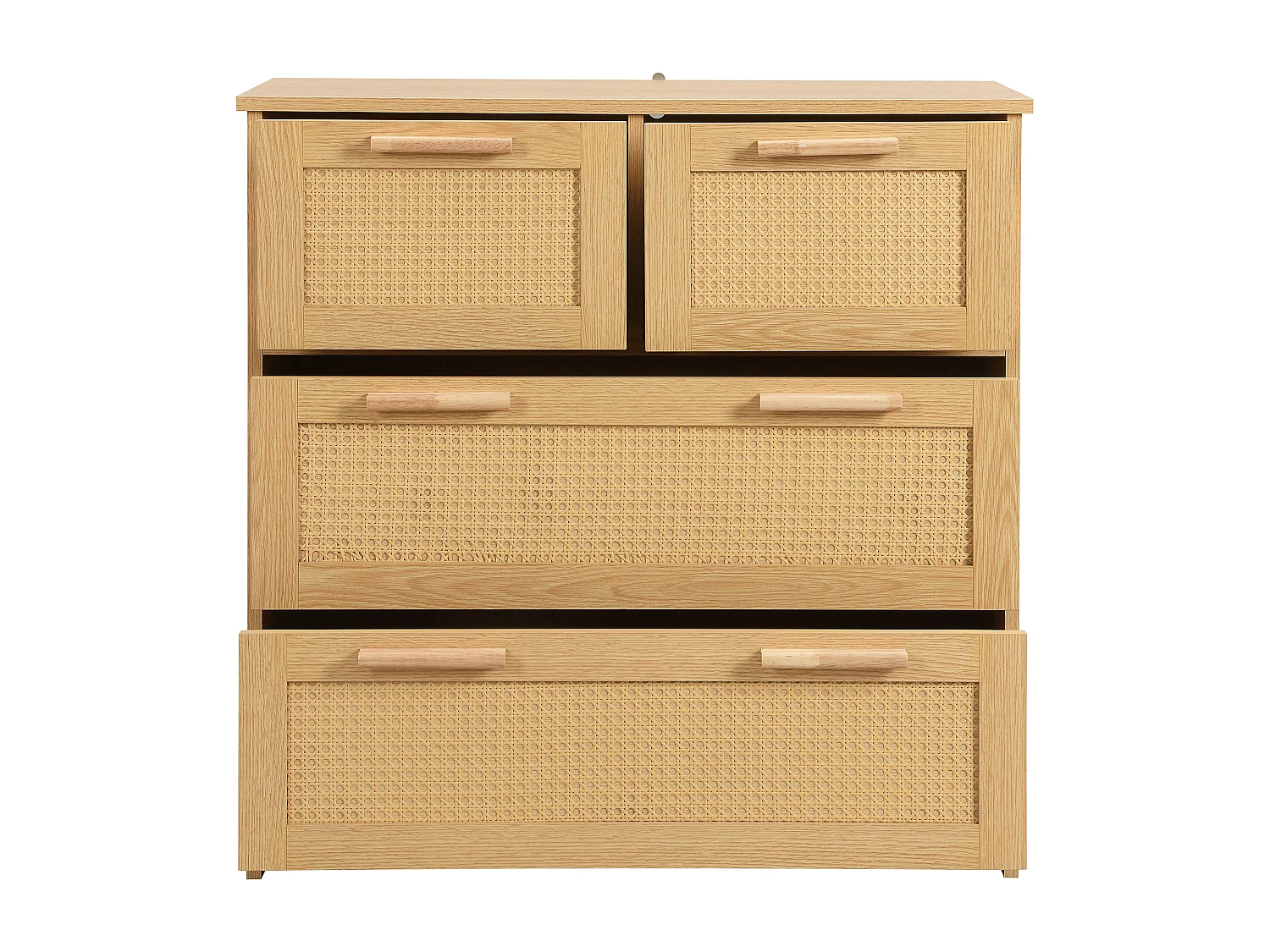 Commode 3 tiroirs 80x38x80 cm avec poignée Matériau MDF couleur naturelle pour le salon et la chambre à coucher