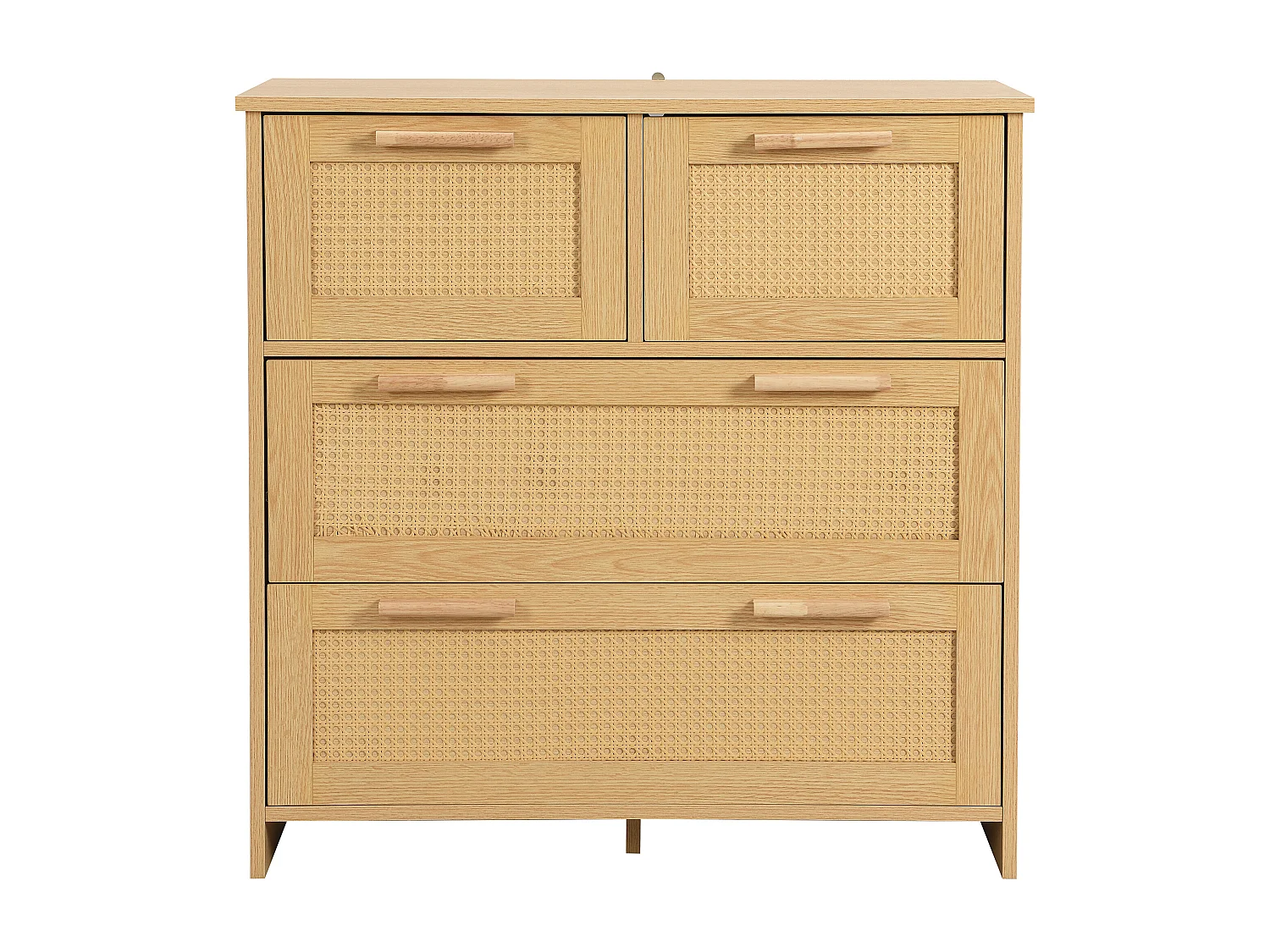 Commode 3 tiroirs 80x38x80 cm avec poignée Matériau MDF couleur naturelle pour le salon et la chambre à coucher