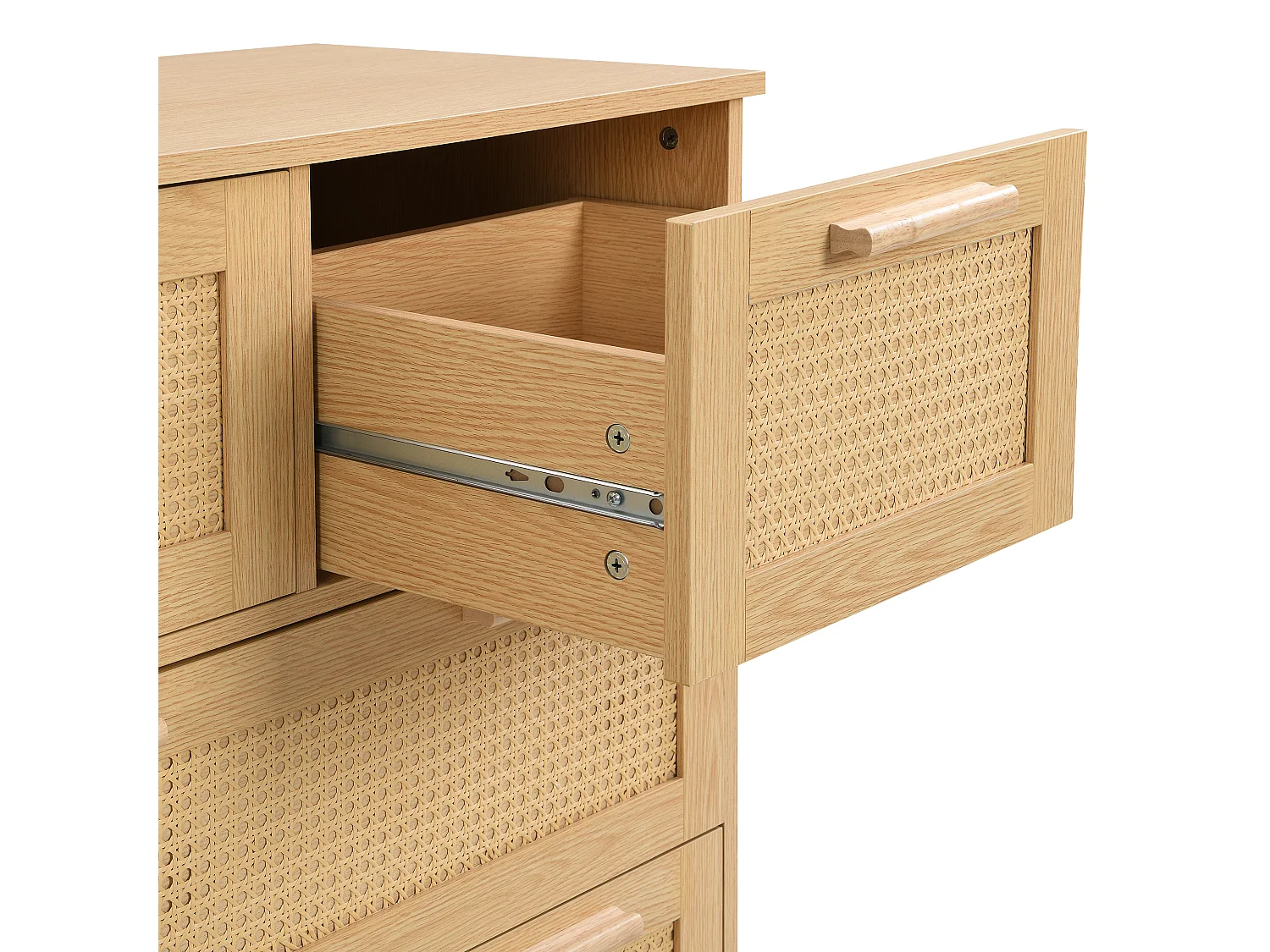 Ladekast met 3 laden, 80x38x80 cm, met handgreep. Gemaakt van naturelkleurig MDF, geschikt voor zowel de woonkamer als de slaapkamer.