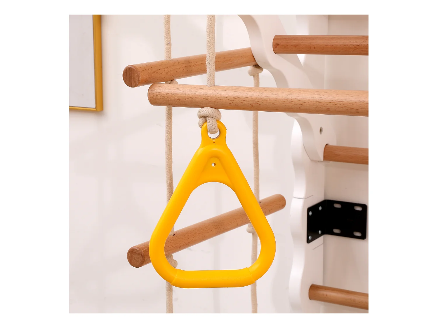 6-in-1 kinderglijbaan, 60x60x199 cm, met klimstructuur en schommel, gemaakt van hout, natuurlijke kleur, voor de woonkamer