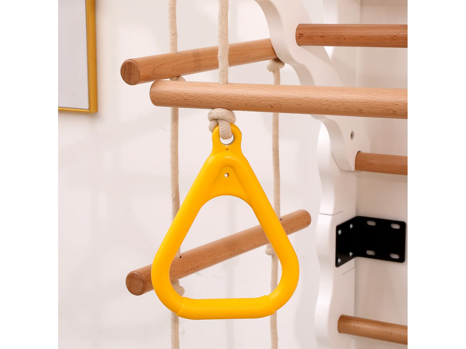 Toboggan enfant 6 en 1 60x60x199 cm avec structure d'escalade et balançoire matériau en bois Couleur naturelle pour salon