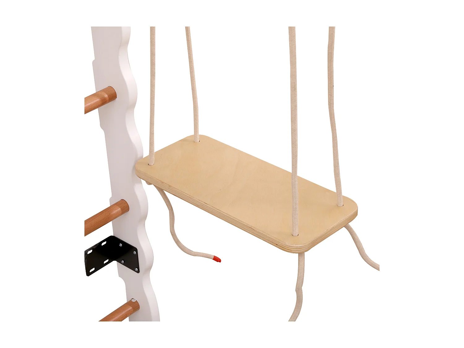 Aire de jeux d’intérieur 60x60x199 cm, 6 en 1 avec toboggan et balançoire, anneaux et échelle, bois, naturel