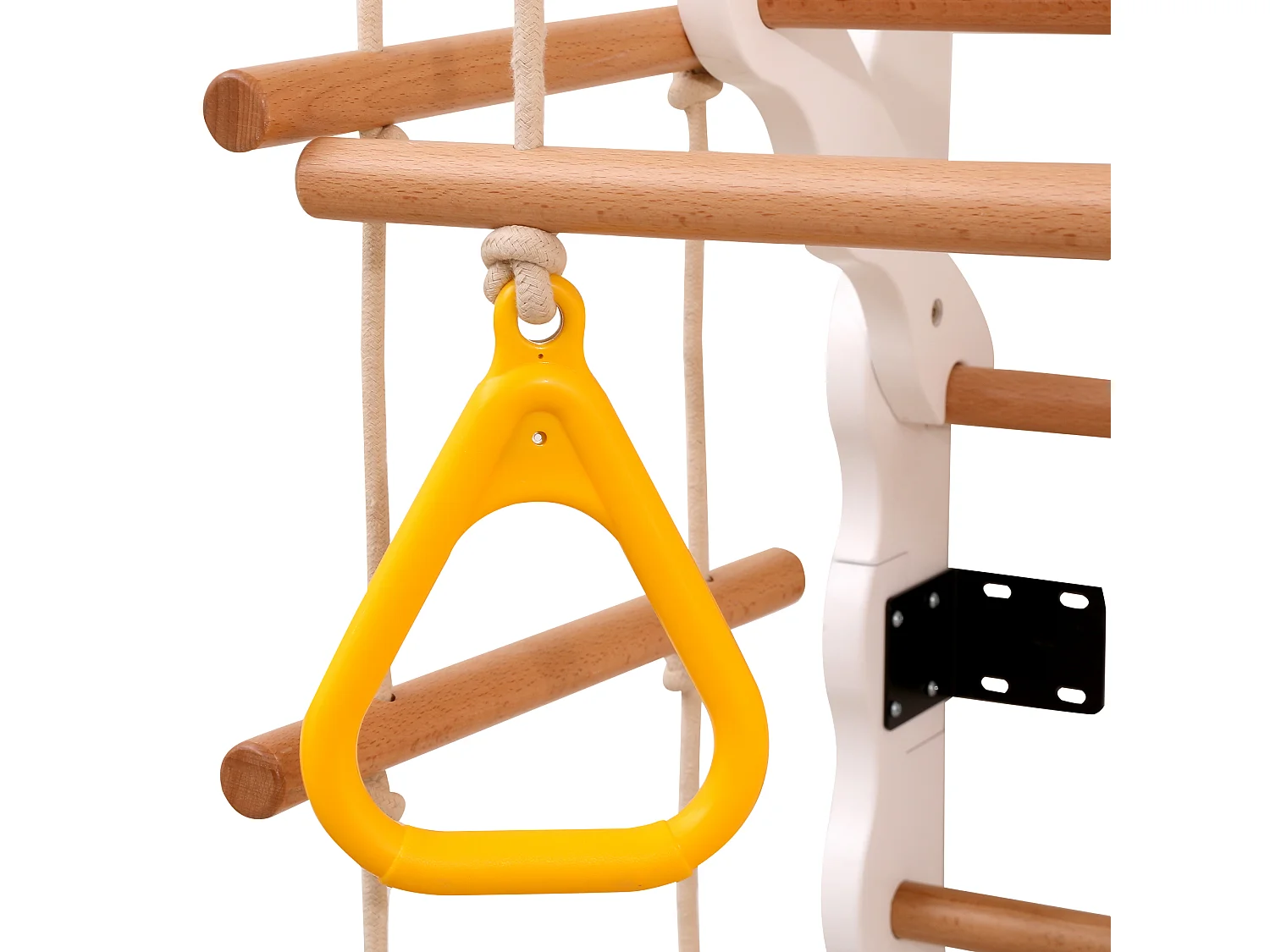 Aire de jeux d’intérieur 60x60x199 cm, 6 en 1 avec toboggan et balançoire, anneaux et échelle, bois, naturel