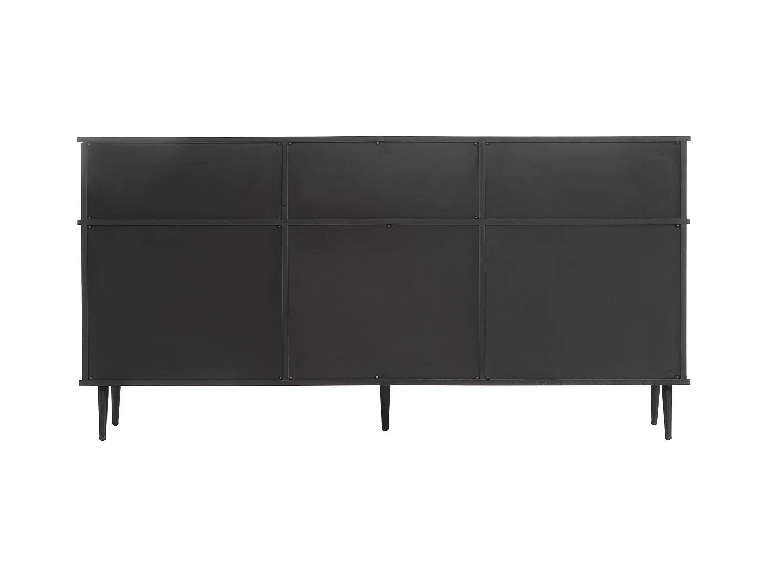 Commode 160x40x80 cm avec quatre portes coulissantes et un tiroir panneaux de particules en noir et Couleur naturelle